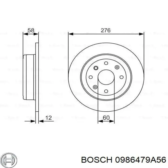 0986479A56 Bosch Disco do freio traseiro