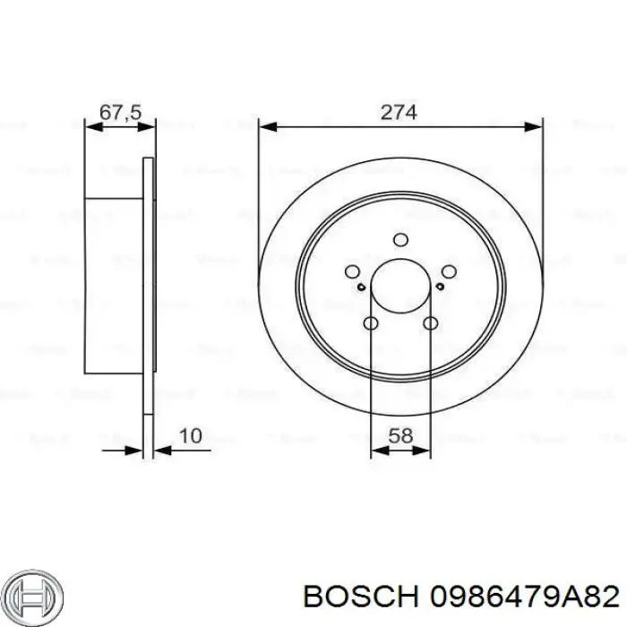 0986479A82 Bosch Disco do freio traseiro