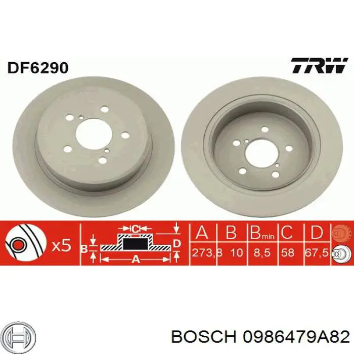 Disco do freio traseiro Bosch 0986479A82 preço, a partir de 41,62 USD