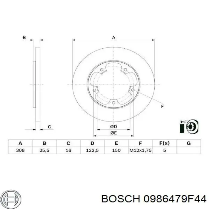 0986479F44 Bosch Disco do freio traseiro