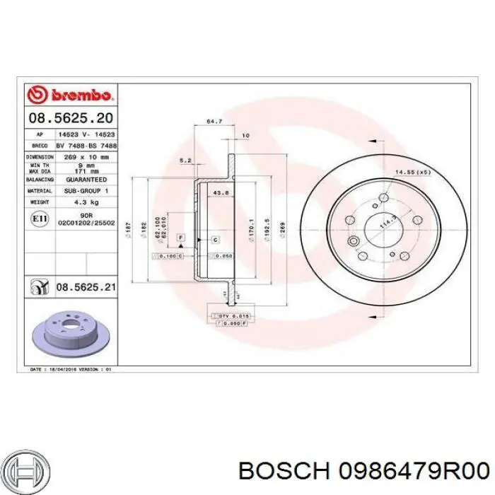 Disco do freio traseiro Bosch 0986479R00 preço, a partir de 42,01 USD