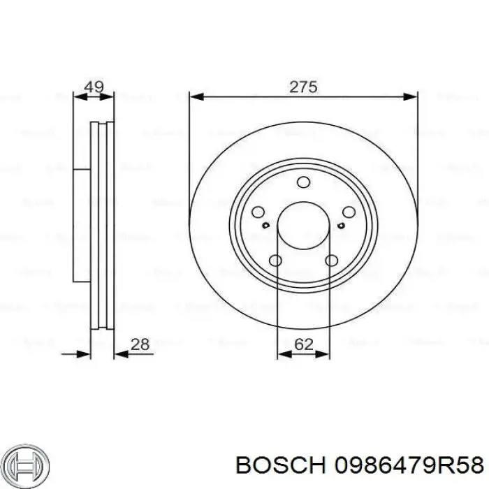Disco do freio dianteiro Bosch 0986479R58 preço, a partir de 62,64 USD