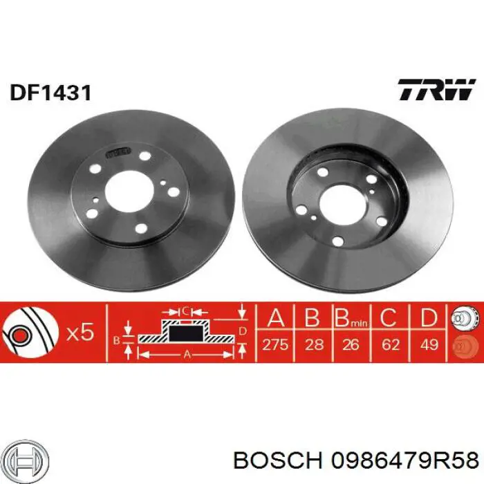 Compre 0986479R58 Bosch Disco do freio dianteiro