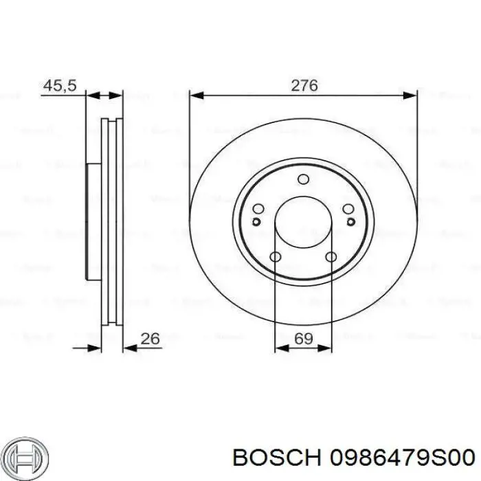 0986479S00 Bosch Disco do freio dianteiro