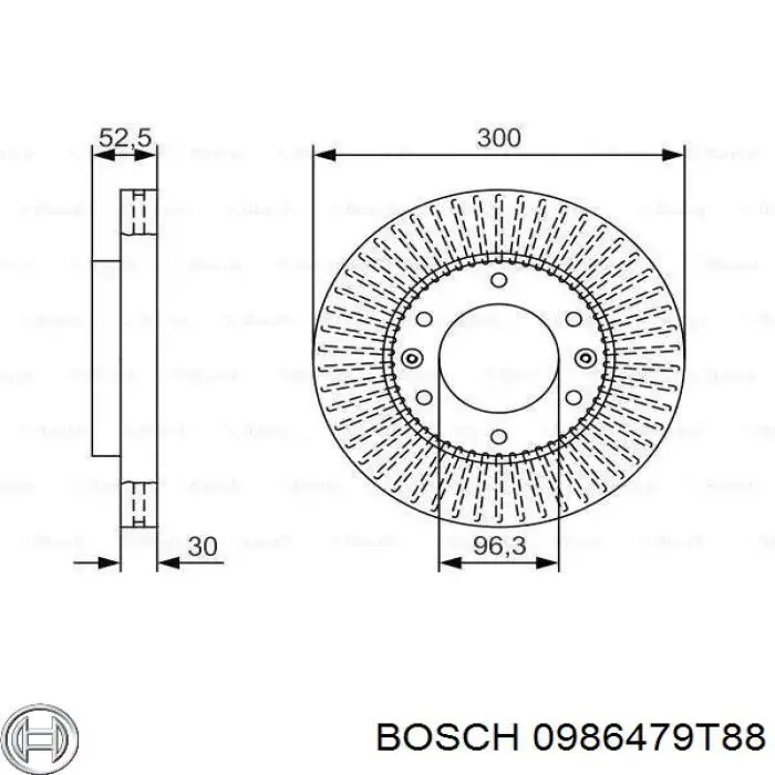0986479T88 Bosch Disco do freio dianteiro