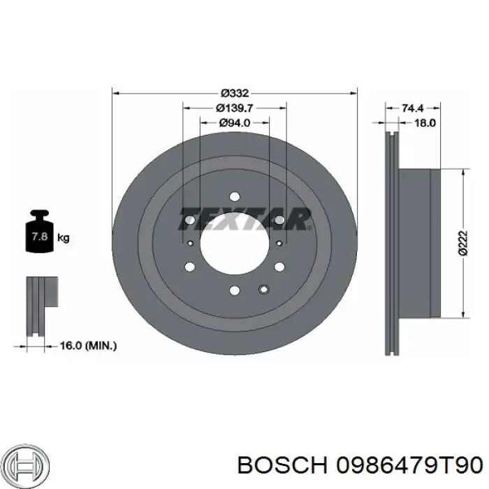 Compre 0986479T90 Bosch Disco do freio traseiro