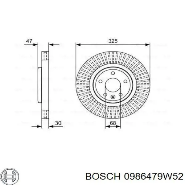0986479W52 Bosch Disco do freio dianteiro