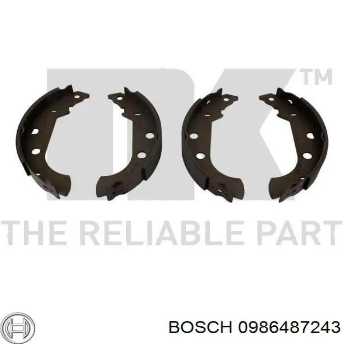 Sapatas do freio traseiras de tambor 0986487243 Bosch