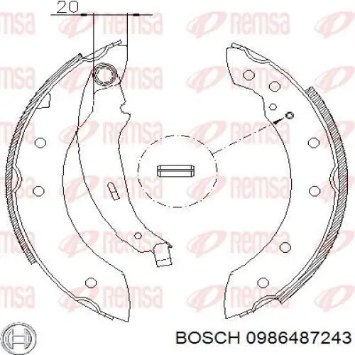 Compre 0986487243 Bosch Sapatas do freio traseiras de tambor