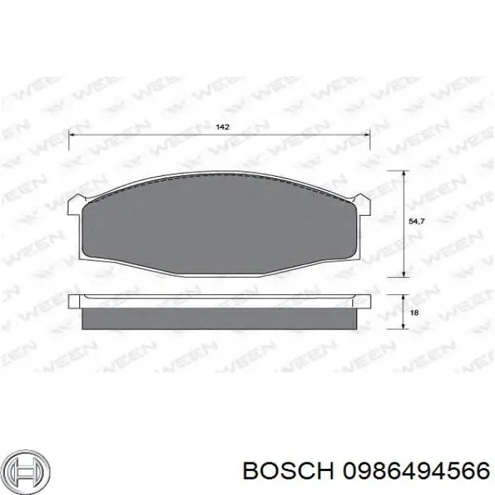 Compre 0986494566 Bosch Sapatas do freio dianteiras de disco