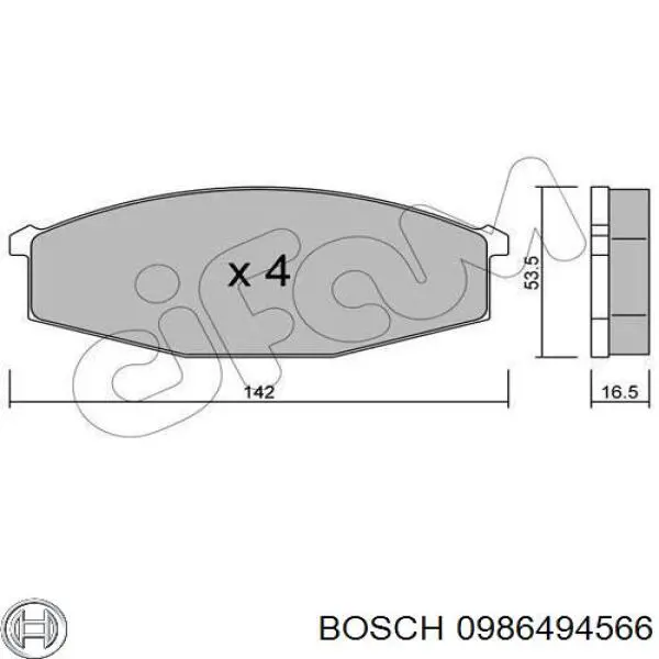 0986494566 Bosch Sapatas do freio dianteiras de disco
