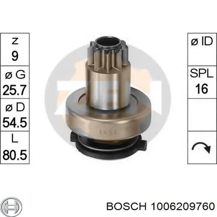 1006209760 Bosch Roda-livre do motor de arranco