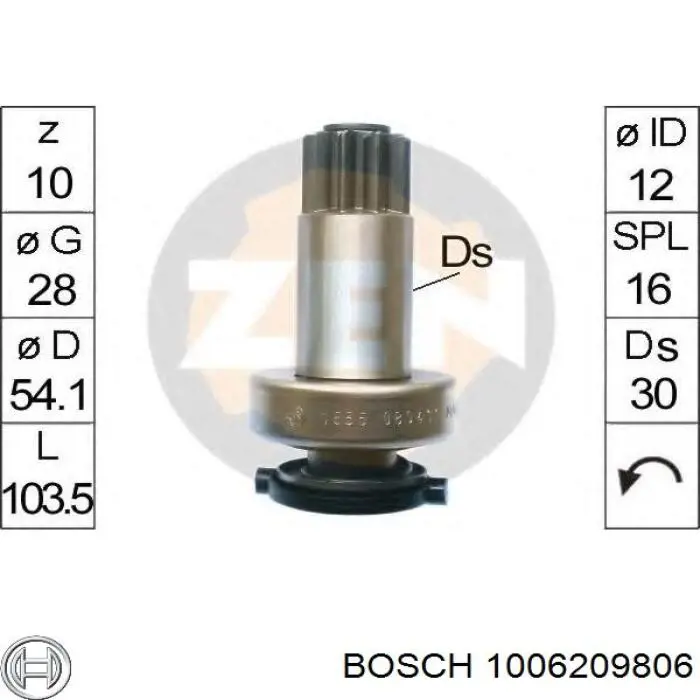 1006209806 Bosch Roda-livre do motor de arranco