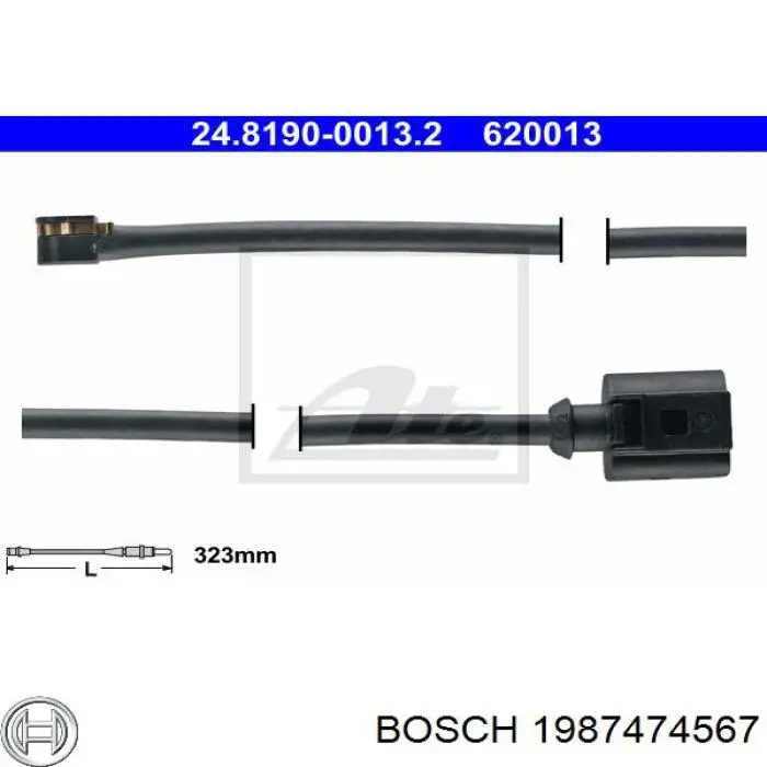 Sensor dianteiro de desgaste das sapatas do freio Bosch 1987474567 preço, a partir de 8,48 USD