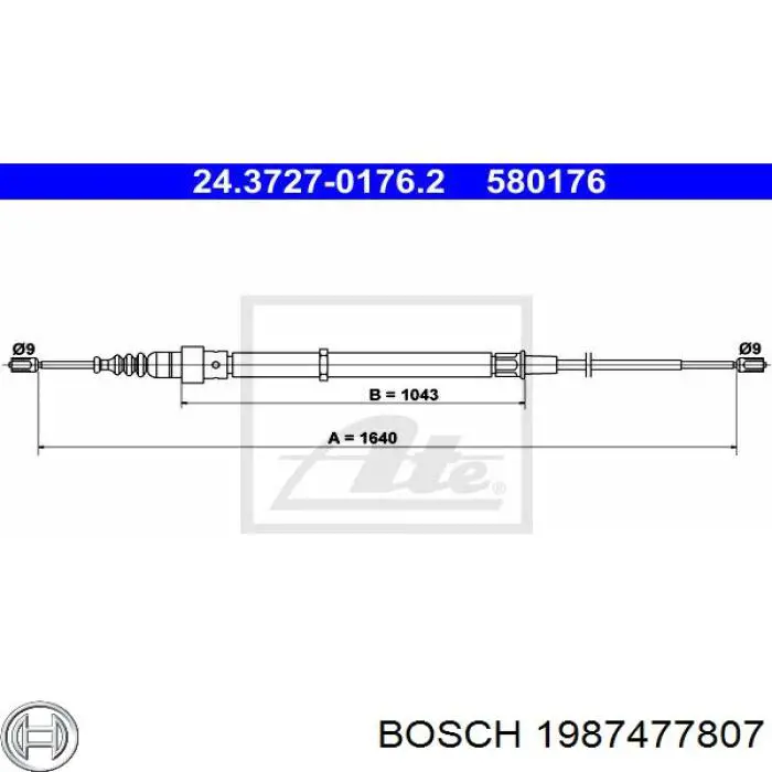 Cabo traseiro direito/esquerdo do freio de estacionamento Bosch 1987477807 preço, a partir de 15,58 USD