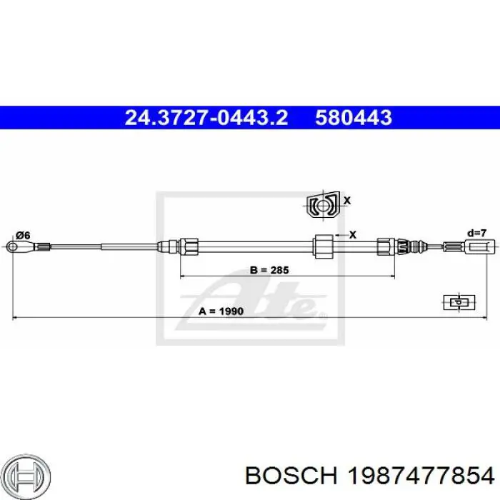 Cabo do freio de estacionamento dianteiro Bosch 1987477854 preço, a partir de 21,71 USD