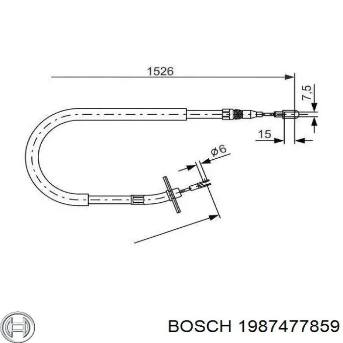 Cabo do freio de estacionamento traseiro direito Bosch 1987477859 preço, a partir de 31,14 USD