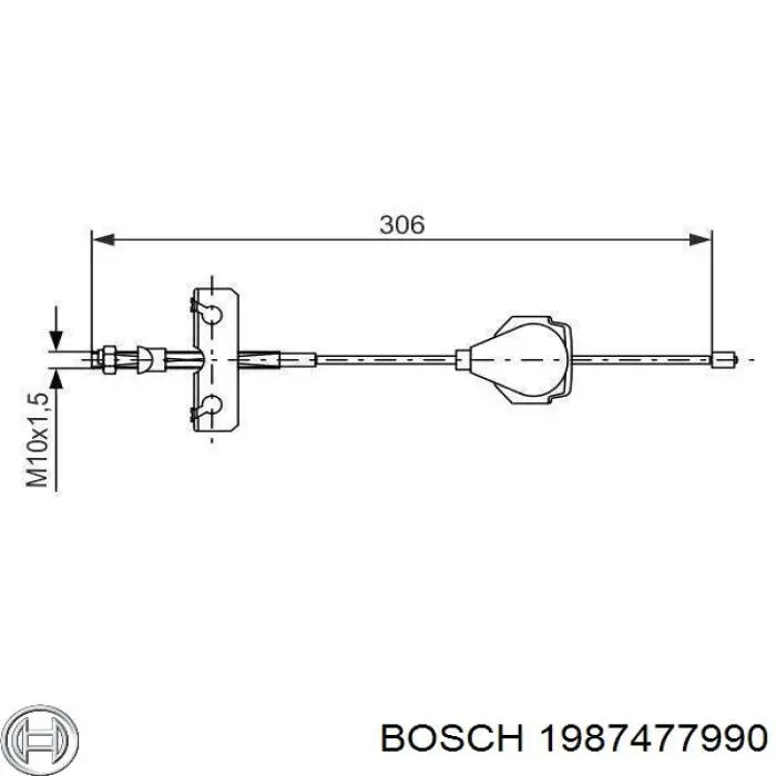 1987477990 Bosch Cabo do freio de estacionamento dianteiro
