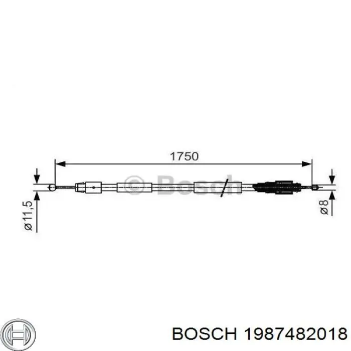Cabo traseiro direito/esquerdo do freio de estacionamento Bosch 1987482018 preço, a partir de 27,93 USD