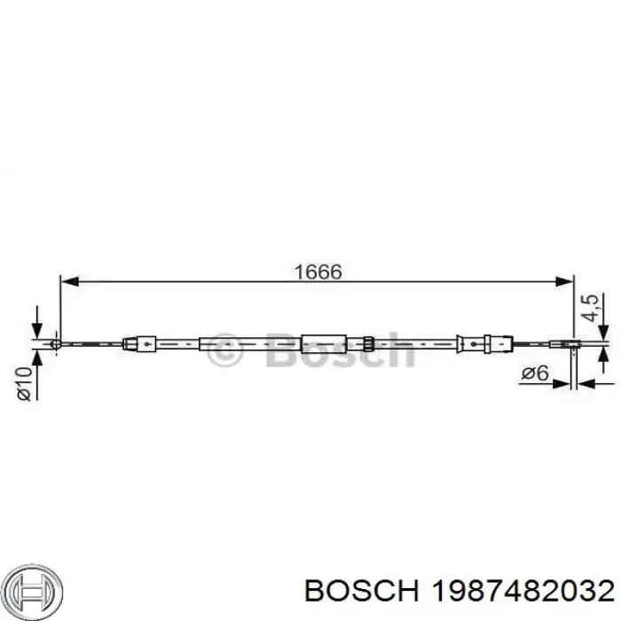 1987482032 Bosch Cabo traseiro direito/esquerdo do freio de estacionamento