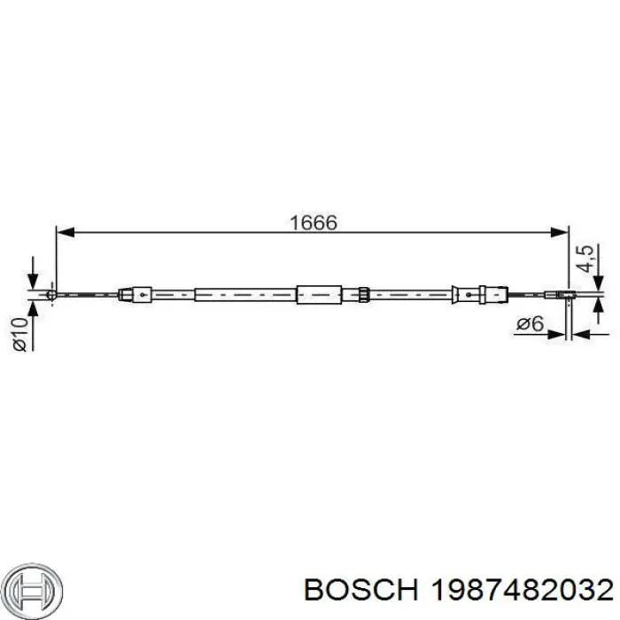 Cabo traseiro direito/esquerdo do freio de estacionamento Bosch 1987482032 preço, a partir de 18,21 USD