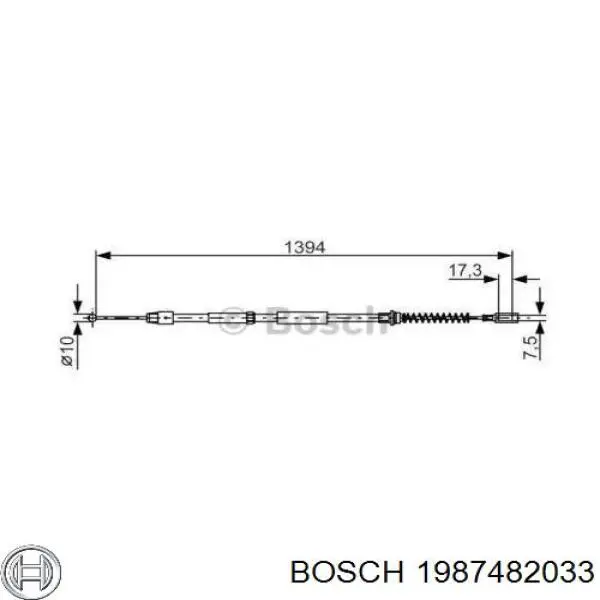 Cabo traseiro direito/esquerdo do freio de estacionamento Bosch 1987482033 preço, a partir de 24,76 USD