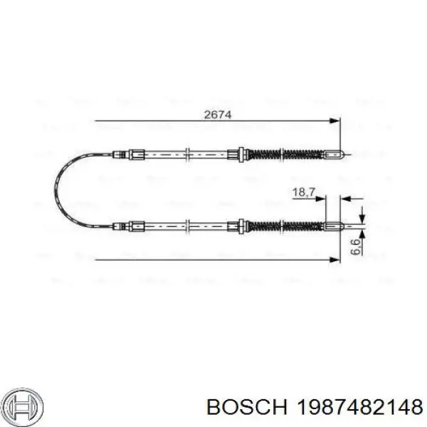 Cabo traseiro direito/esquerdo do freio de estacionamento Bosch 1987482148 preço, a partir de 34,67 USD