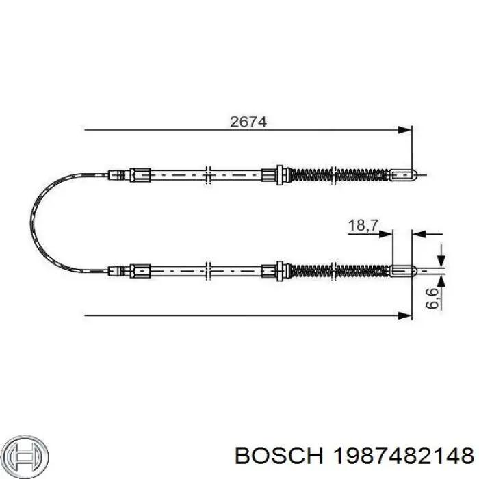 Compre 1987482148 Bosch Cabo traseiro direito/esquerdo do freio de estacionamento