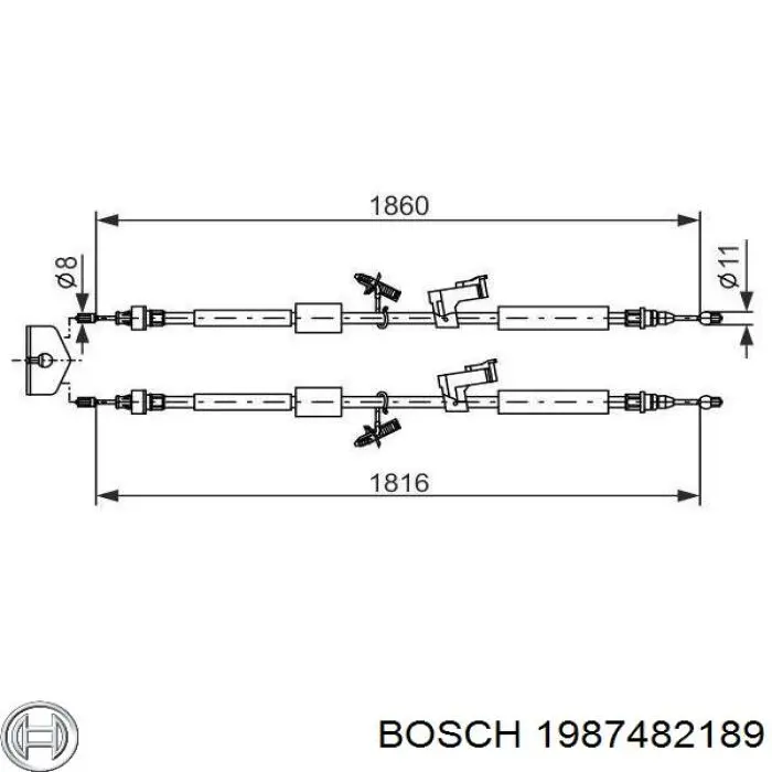 Compre 1987482189 Bosch Cabo traseiro direito/esquerdo do freio de estacionamento