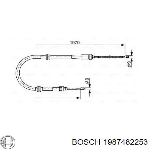 Cabo traseiro direito/esquerdo do freio de estacionamento 1987482253 Bosch