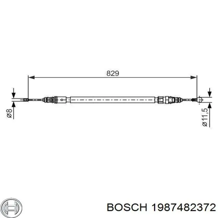 Cabo traseiro direito/esquerdo do freio de estacionamento Bosch 1987482372 preço, a partir de 22,63 USD