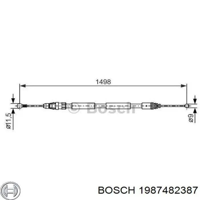 1987482387 Bosch Cabo do freio de estacionamento traseiro esquerdo