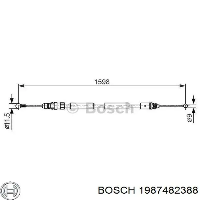 1987482388 Bosch Cabo do freio de estacionamento traseiro direito