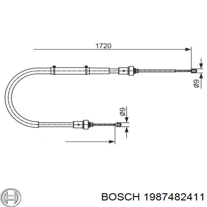Cabo traseiro direito/esquerdo do freio de estacionamento 1987482411 Bosch