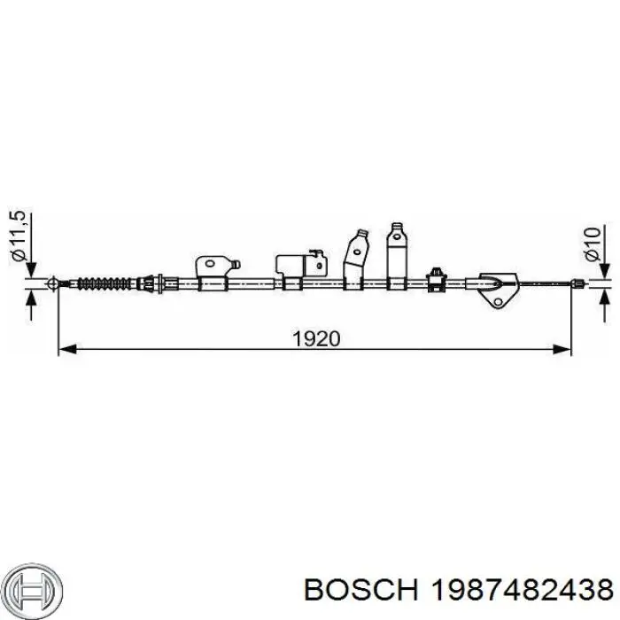 1987482438 Bosch Cabo do freio de estacionamento traseiro direito