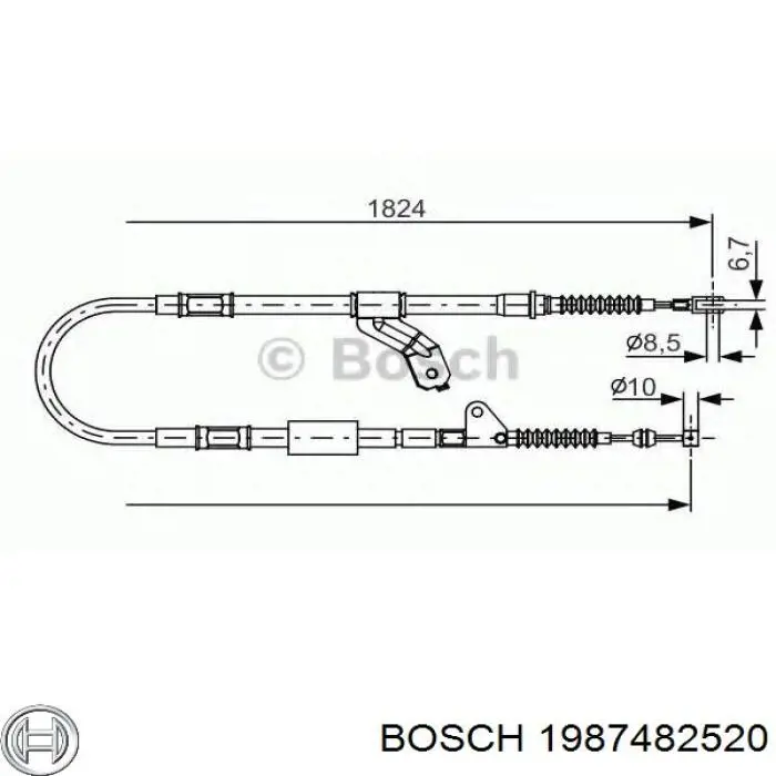 Compre 1987482520 Bosch Cabo do freio de estacionamento traseiro esquerdo