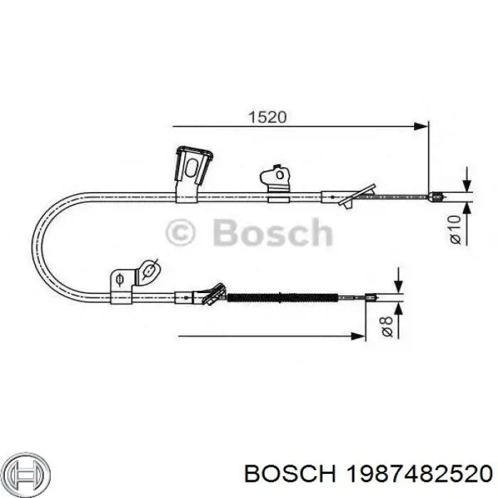 Compre 1987482520 Bosch Cabo do freio de estacionamento traseiro esquerdo