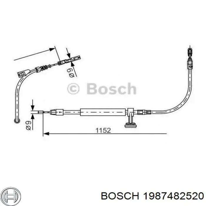 Cabo do freio de estacionamento traseiro esquerdo 1987482520 Bosch