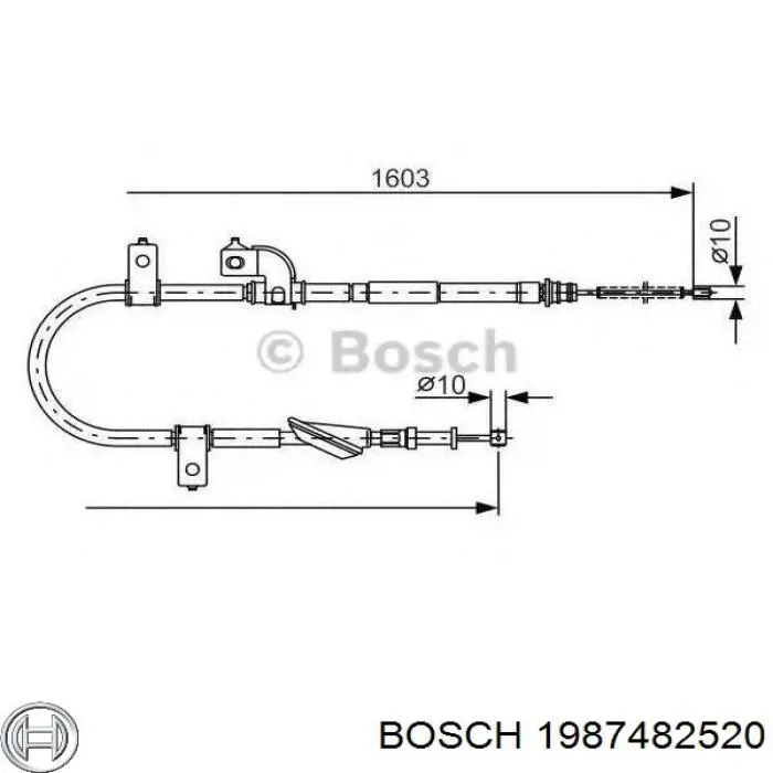 Cabo do freio de estacionamento traseiro esquerdo 1987482520 Bosch
