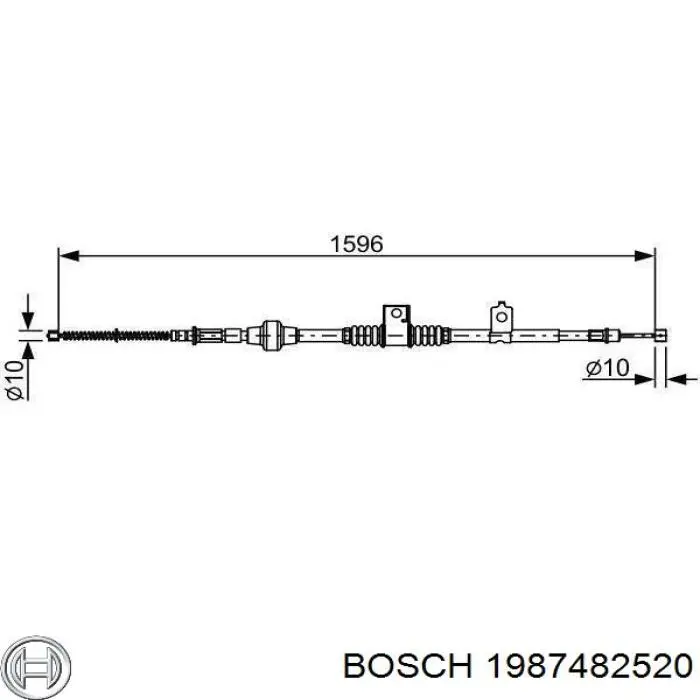 Cabo do freio de estacionamento traseiro esquerdo Bosch 1987482520