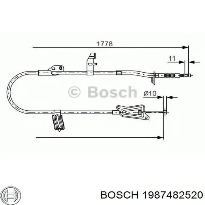 Cabo do freio de estacionamento traseiro esquerdo Bosch 1987482520 preço, a partir de 38,95 USD