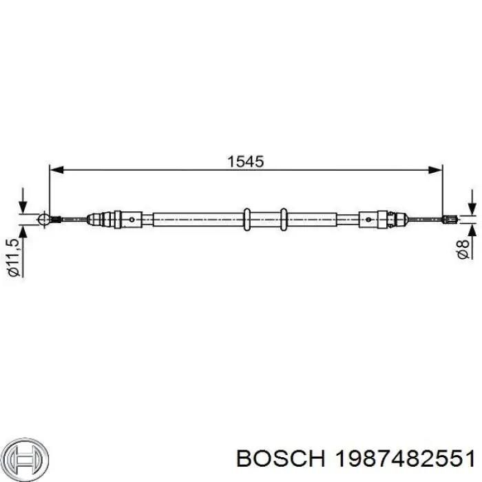 1987482551 Bosch Cabo traseiro direito/esquerdo do freio de estacionamento