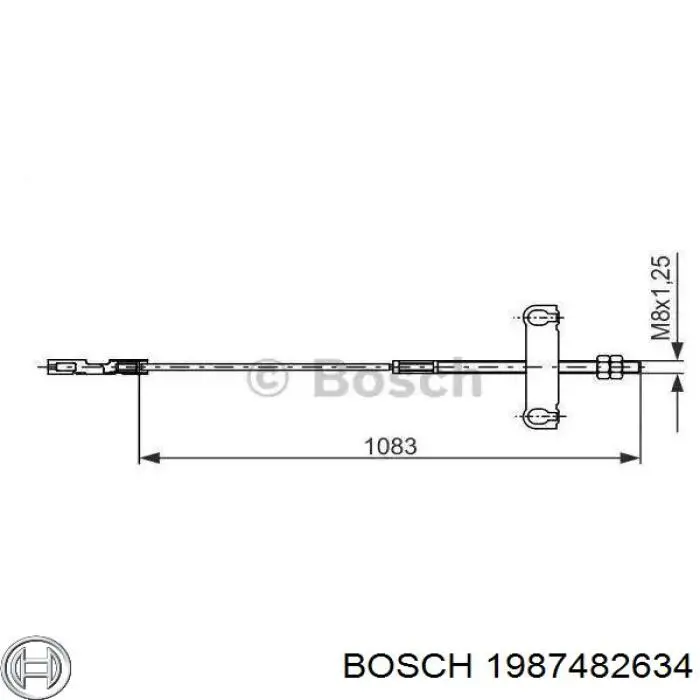 Compre 1987482634 Bosch Cabo do freio de estacionamento intermédio