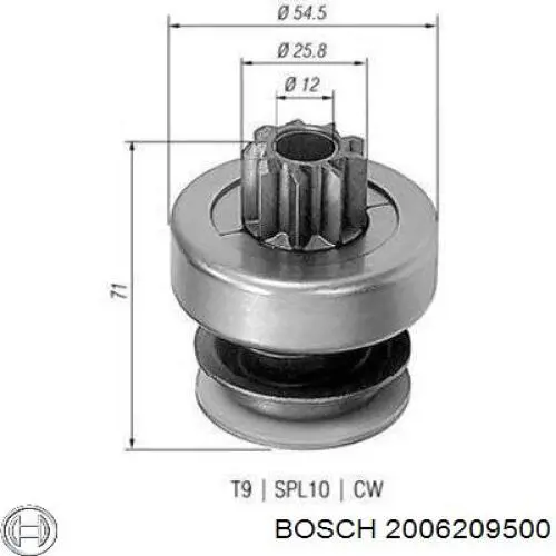 Roda-livre do motor de arranco 2006209500 Bosch