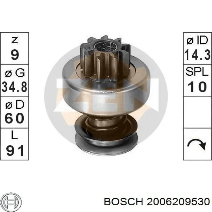 Roda-livre do motor de arranco Bosch 2006209530 preço, a partir de 19,36 USD