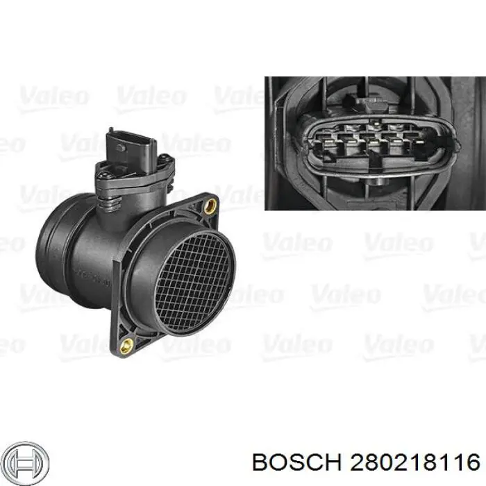 Sensor de fluxo (consumo) de ar, medidor de consumo M.A.F. - (Mass Airflow) 280218116 Bosch