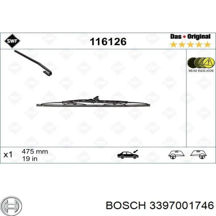 Limpa-pára-brisas do pára-brisas de passageiro Bosch 3397001746 preço, a partir de 6,86 USD