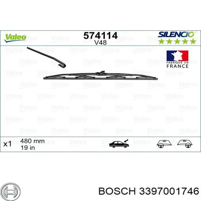 3397001746 Bosch Limpa-pára-brisas do pára-brisas de passageiro