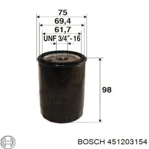 451203154 Bosch Filtro de óleo