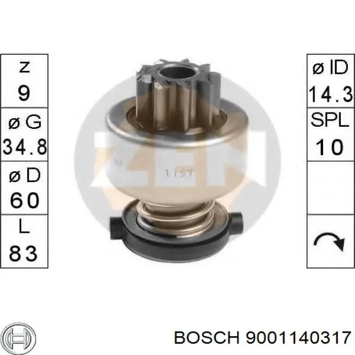 Roda-livre do motor de arranco Bosch 9001140317 preço, a partir de 17,12 USD